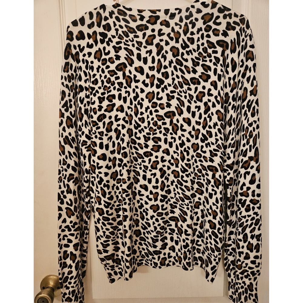 Ava Paige Cheetah Print Cardigan Women's Sweater Large Mob Wife Animal Print - Picture 2 of 8